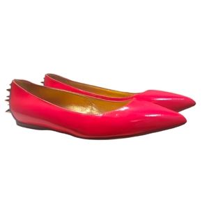 RUTHIE DAVIS | Hot Pink Patent Leather  Spike Embellished Flats in Size EU 37.5